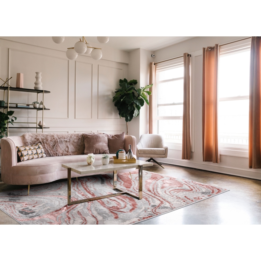 Tæppe STONE 160x220 cm rosa/grå