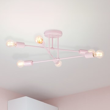 Tætmonteret loftlampe CAMBRIDGE 6xE27/15W/230V rosa