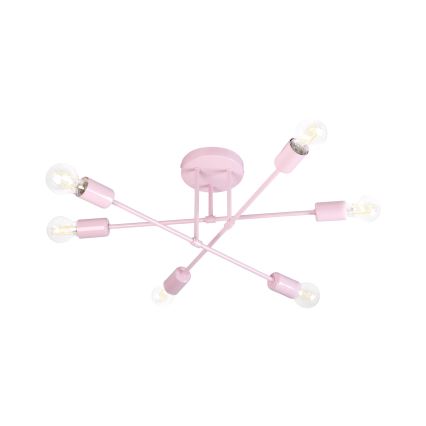 Tætmonteret loftlampe CAMBRIDGE 6xE27/15W/230V rosa