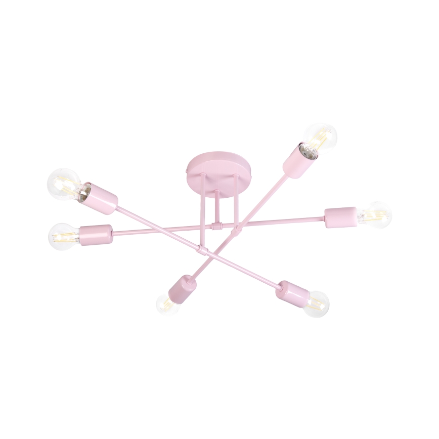 Tætmonteret loftlampe CAMBRIDGE 6xE27/15W/230V rosa
