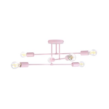 Tætmonteret loftlampe CAMBRIDGE 6xE27/15W/230V rosa