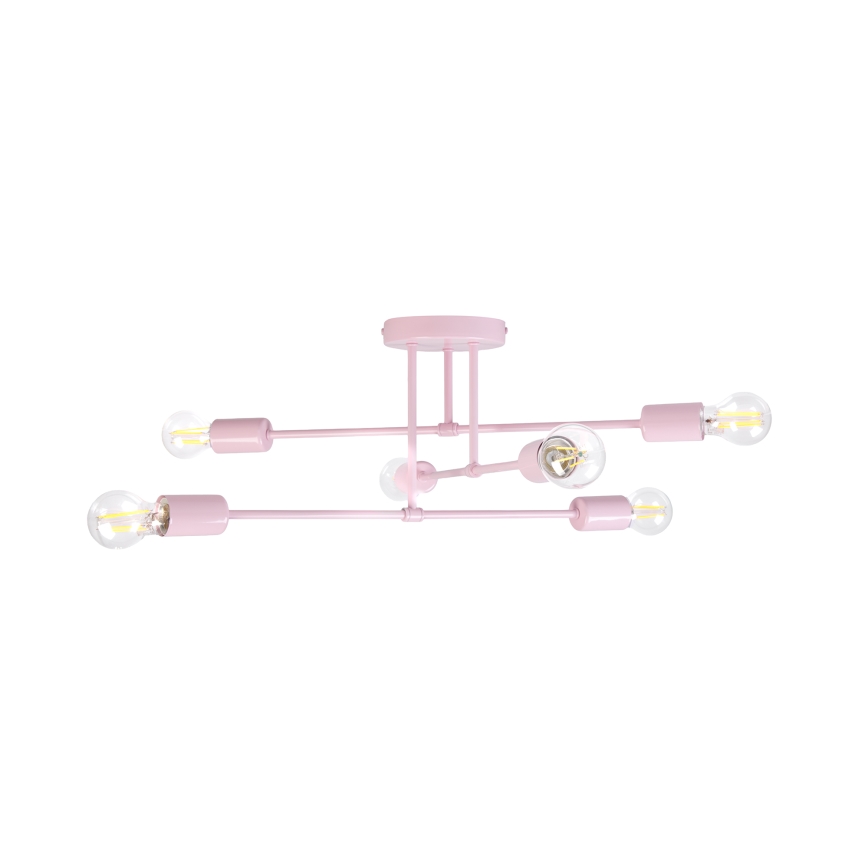 Tætmonteret loftlampe CAMBRIDGE 6xE27/15W/230V rosa