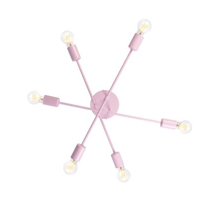 Tætmonteret loftlampe CAMBRIDGE 6xE27/15W/230V rosa