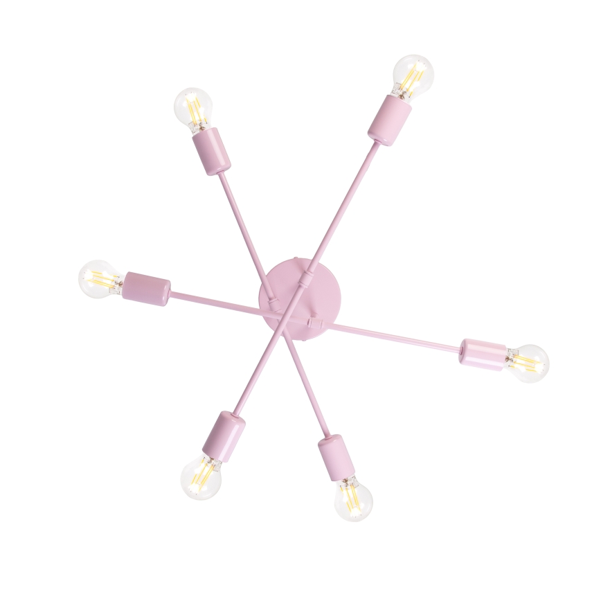Tætmonteret loftlampe CAMBRIDGE 6xE27/15W/230V rosa