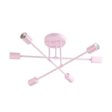 Tætmonteret loftlampe CAMBRIDGE 6xE27/15W/230V rosa