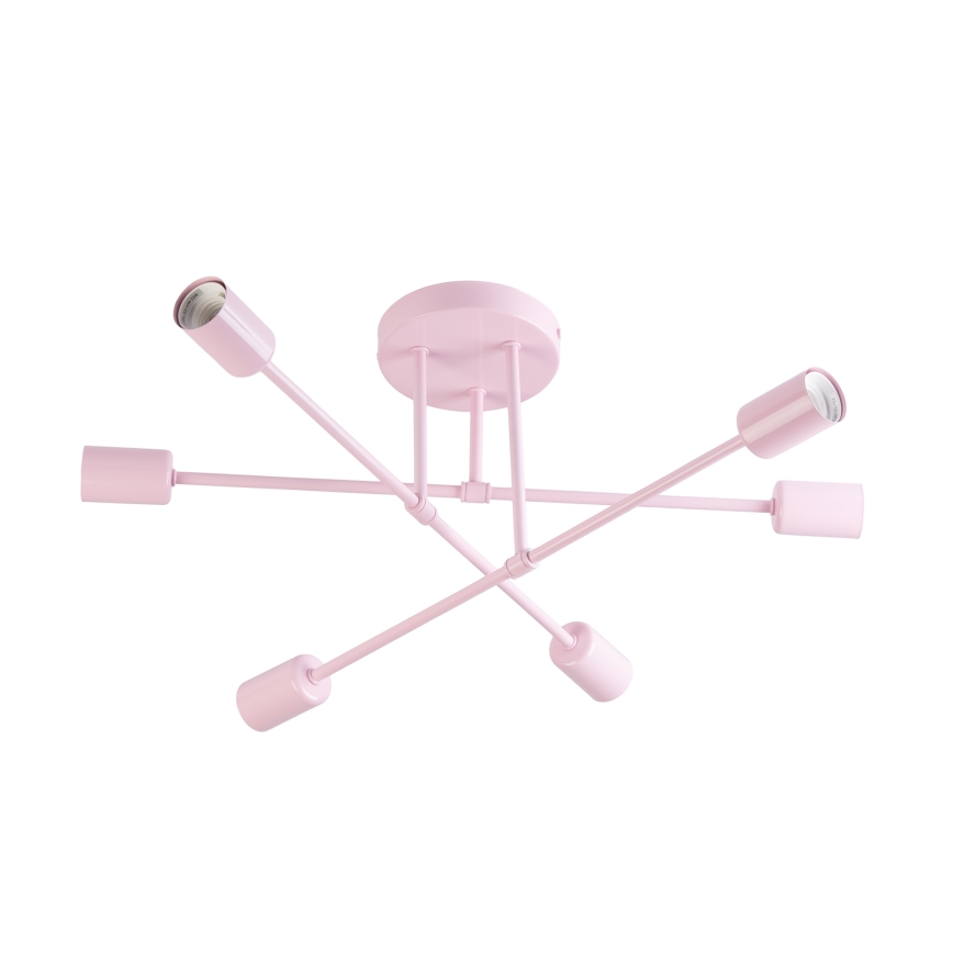 Tætmonteret loftlampe CAMBRIDGE 6xE27/15W/230V rosa