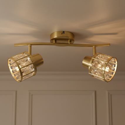 Tætmonteret loftlampe ZAHARA 2xE27/10W/230V, guld