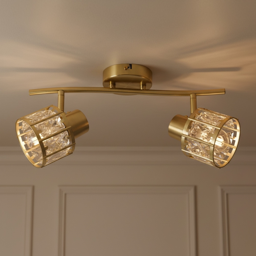 Tætmonteret loftlampe ZAHARA 2xE27/10W/230V, guld