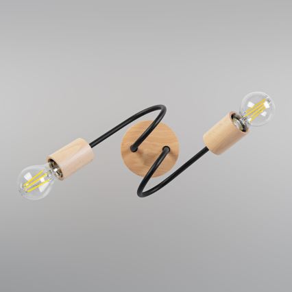 Tætmonteret lysekrone OXFORD 2xE27/15W/230V fyrretræ/sort