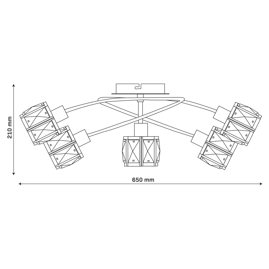 Tætmonteret lysekrone ZAHARA 5xE27/10W/230V, guldfarvet