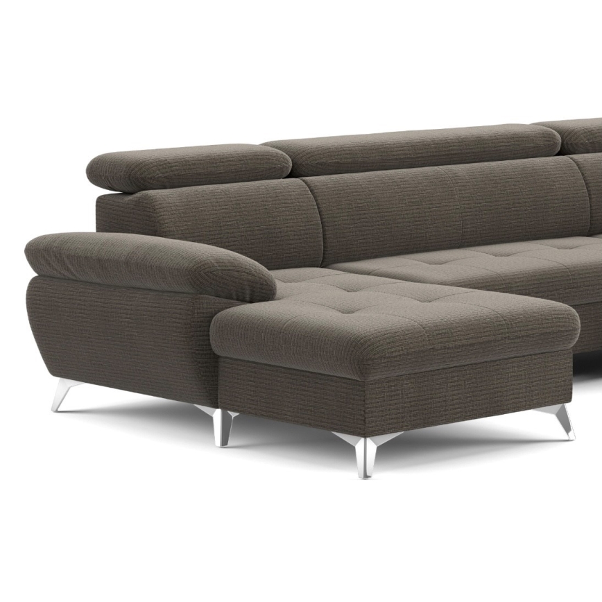 U-formet hjørnesofa med opbevaringsplads, højre side, CATANIA, brun