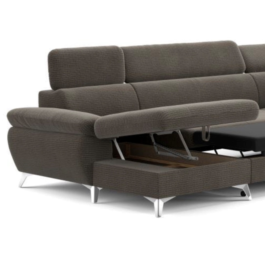 U-formet hjørnesofa med opbevaringsplads, højre side, CATANIA, brun
