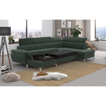 U-formet hjørnesofa med opbevaringsplads, højrevendt, CATANIA, grøn