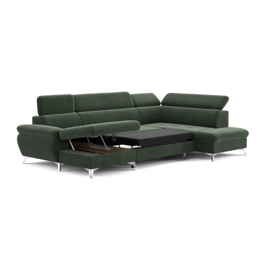 U-formet hjørnesofa med opbevaringsplads, højrevendt, CATANIA, grøn