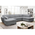 U-formet hjørnesofa med sovefunktion og opbevaring SERPA, højrevendt, grå