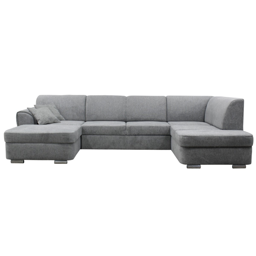 U-formet hjørnesofa med sovefunktion og opbevaring SERPA, højrevendt, grå