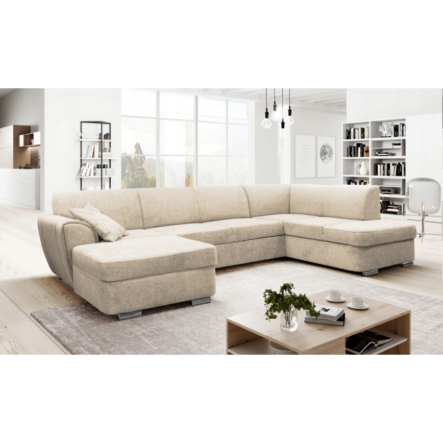 U-formet loungemøbel foldbart og polstret SERPA højre beige