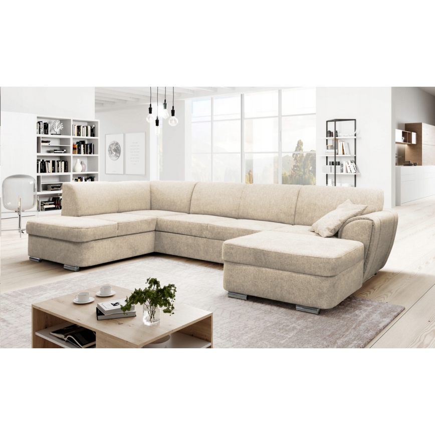 U-formet loungemøbel foldbart og polstret SERPA venstre beige