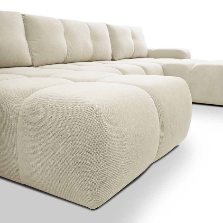 U-formet loungemøbel m. opbevaringsplads foldbar ALMADA beige