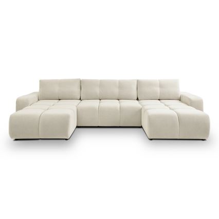 U-formet loungemøbel m. opbevaringsplads foldbar ALMADA beige