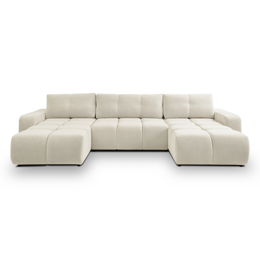 U-formet loungemøbel m. opbevaringsplads foldbar ALMADA beige