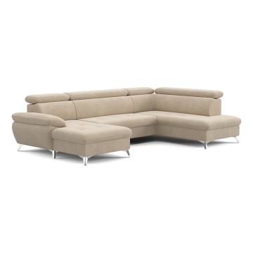 U-formet loungemøbel m. opbevaringsplads foldbar CATANIA højre beige