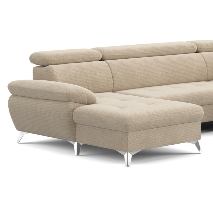 U-formet loungemøbel m. opbevaringsplads foldbar CATANIA højre beige