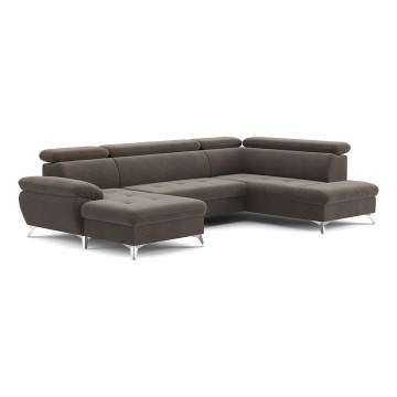 U-formet loungemøbel m. opbevaringsplads foldbar CATANIA højre brun
