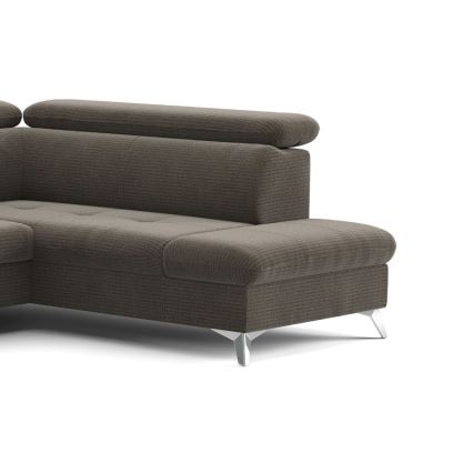 U-formet loungemøbel m. opbevaringsplads foldbar CATANIA højre brun