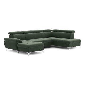 U-formet loungemøbel m. opbevaringsplads foldbar CATANIA højre grøn