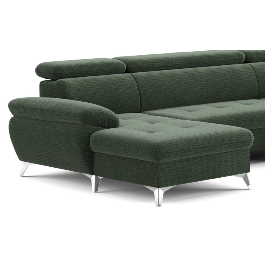 U-formet loungemøbel m. opbevaringsplads foldbar CATANIA højre grøn