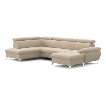 U-formet loungemøbel m. opbevaringsplads foldbar CATANIA venstre beige