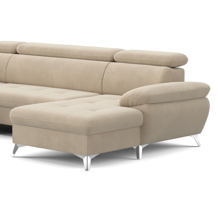 U-formet loungemøbel m. opbevaringsplads foldbar CATANIA venstre beige