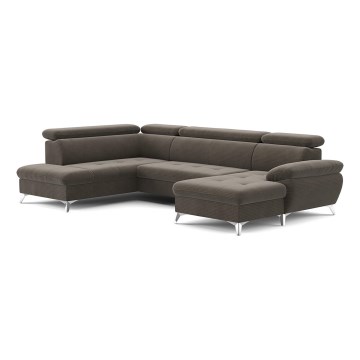 U-formet loungemøbel m. opbevaringsplads foldbar CATANIA venstre brun