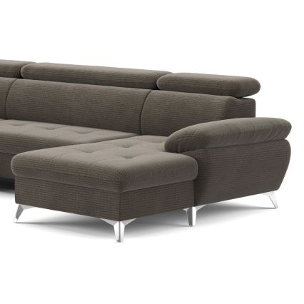 U-formet loungemøbel m. opbevaringsplads foldbar CATANIA venstre brun