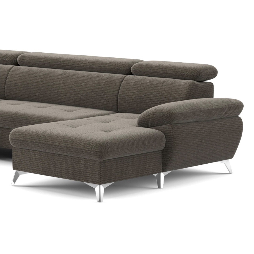 U-formet loungemøbel m. opbevaringsplads foldbar CATANIA venstre brun