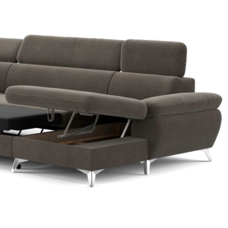 U-formet loungemøbel m. opbevaringsplads foldbar CATANIA venstre brun
