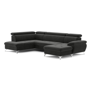 U-formet loungemøbel m. opbevaringsplads foldbar CATANIA venstre grafit