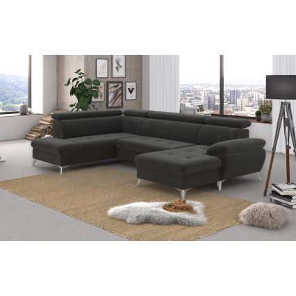 U-formet loungemøbel m. opbevaringsplads foldbar CATANIA venstre grafit