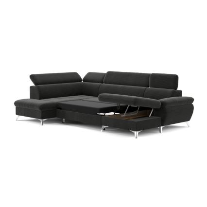 U-formet loungemøbel m. opbevaringsplads foldbar CATANIA venstre grafit