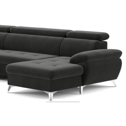 U-formet loungemøbel m. opbevaringsplads foldbar CATANIA venstre grafit