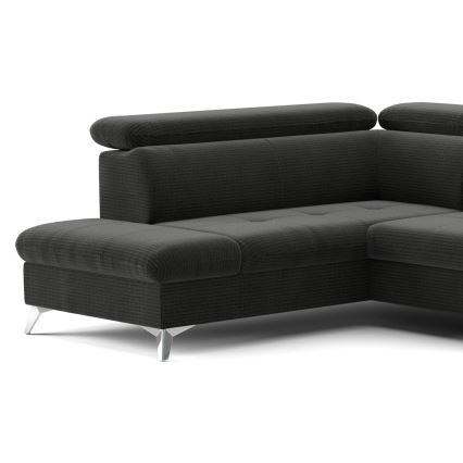 U-formet loungemøbel m. opbevaringsplads foldbar CATANIA venstre grafit