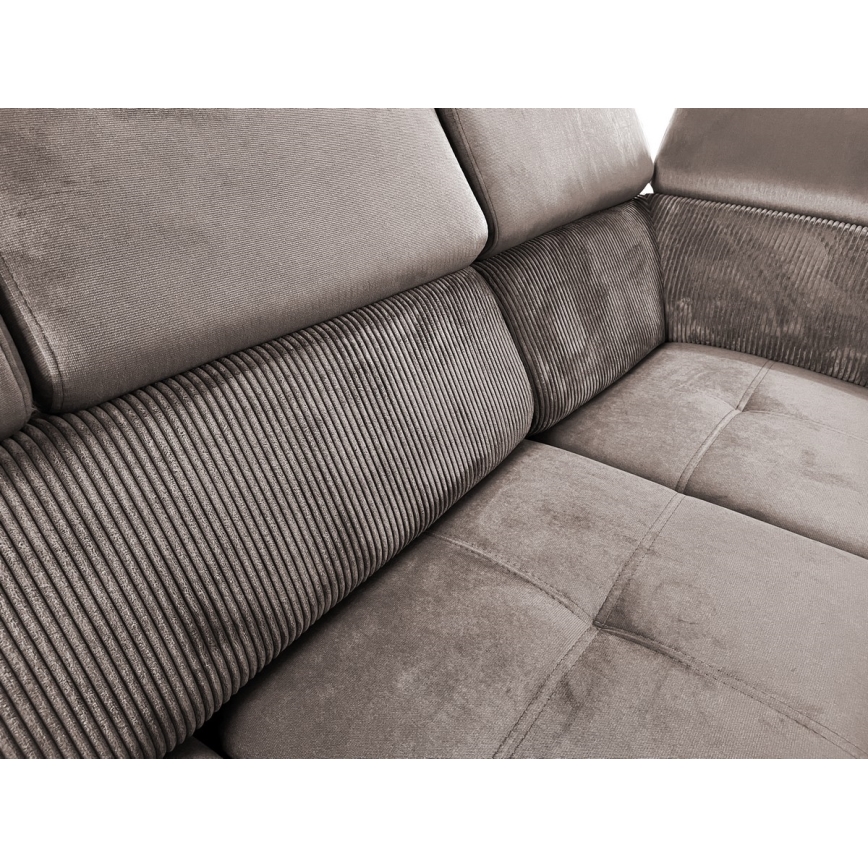 U-formet loungesæt m. universelt hjørne foldbart med opbevaringsplads SALVADA beige