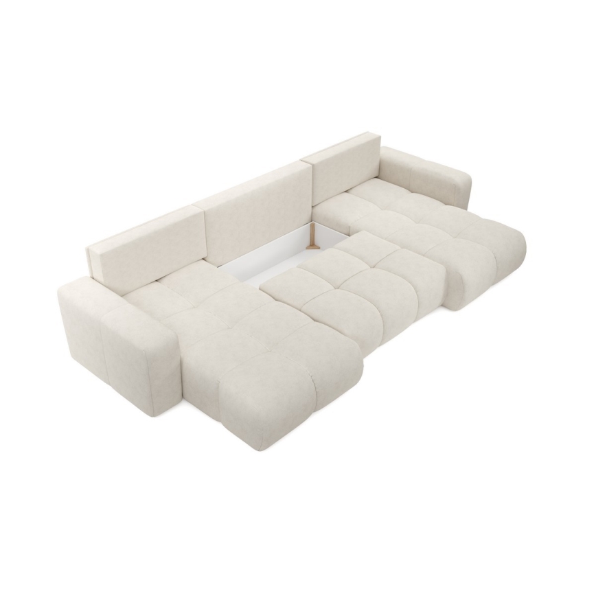 U-formet polstret omdannelig hjørnesofa med opbevaring ALMADA, beige