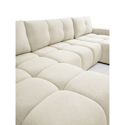 U-formet polstret sofa med sovefunktion og opbevaring ALMADA, beige