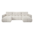 U-formet polstret sofa med sovefunktion og opbevaringsplads ALMADA, beige