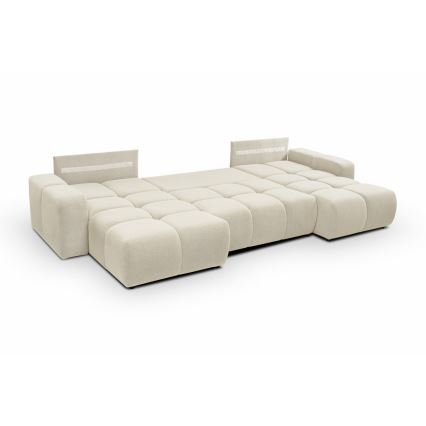 U-formet polstret sovesofa med opbevaringsplads ALMADA beige