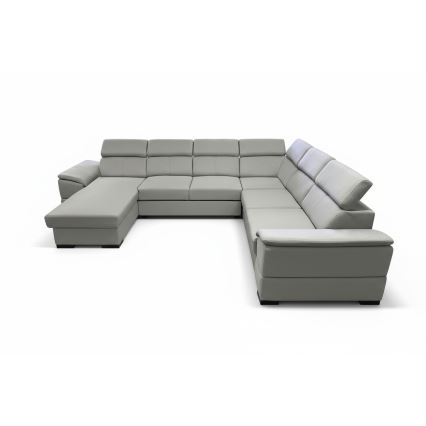 Sovesofa i U-form med vendbart hjørne og opbevaringsplads GRANADA, lys grå