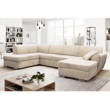U-formet venstrevendt hjørnesovesofa med opbevaringsplads SERPA, beige