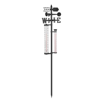 Udendørs 3-i-1 vejrstation, 145 cm, sort